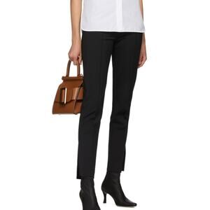 Partow Black Maurice Split Leg Ankle Crop Pleated Dress Pants Size 6